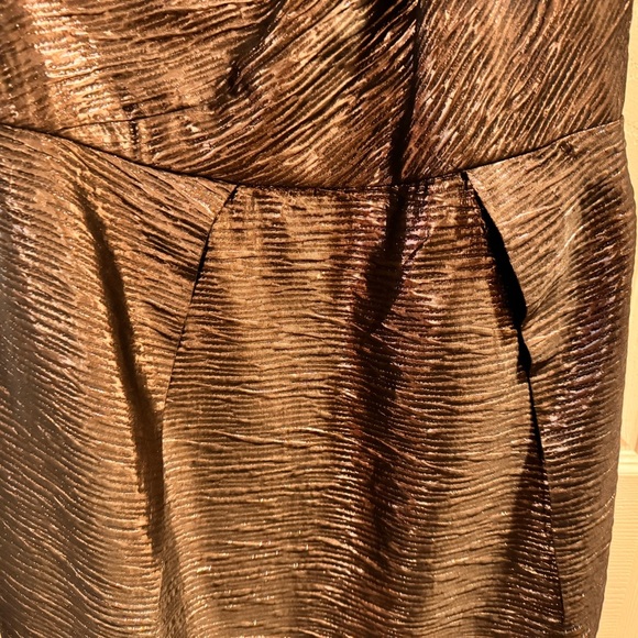 ABS Allen Schwartz Metallic One-Shoulder Cocktail Dress Size 12 - Picture 4 of 8